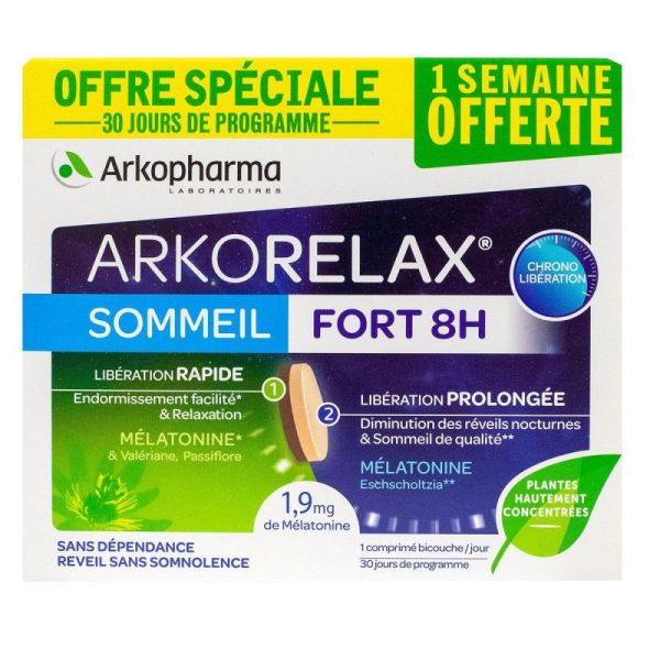 Arkorelax Sommeil Fort 8H Cpr B/30 Ref 410703