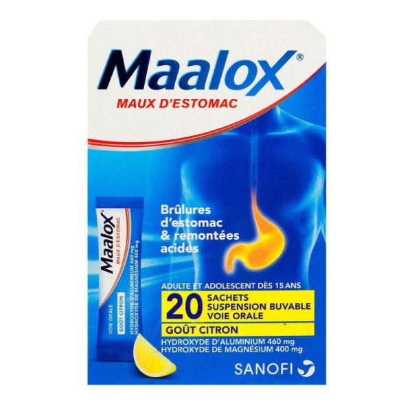 Maalox 20 Mini Sachets Citron