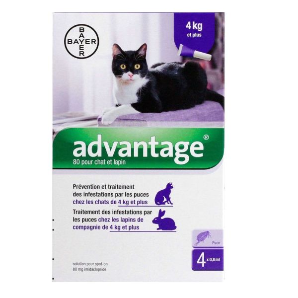 Advantage 80 S A Loc Lap-Chat +4Kg 4Pip/0,8Ml